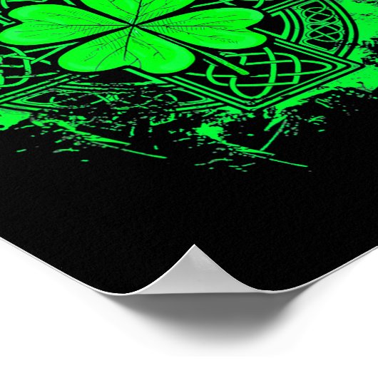 Celtic Knot Irish Shamrock Three Leaf Clover St Pa ポスター (角)