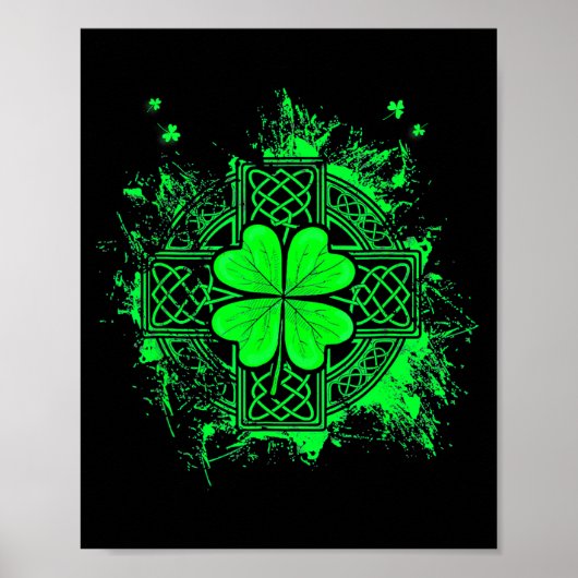 Celtic Knot Irish Shamrock Three Leaf Clover St Pa ポスター (正面)