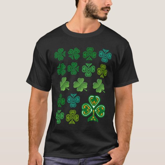 Celtic Knot Shamrocks Clover St. Patricks Day Tシャツ (正面)