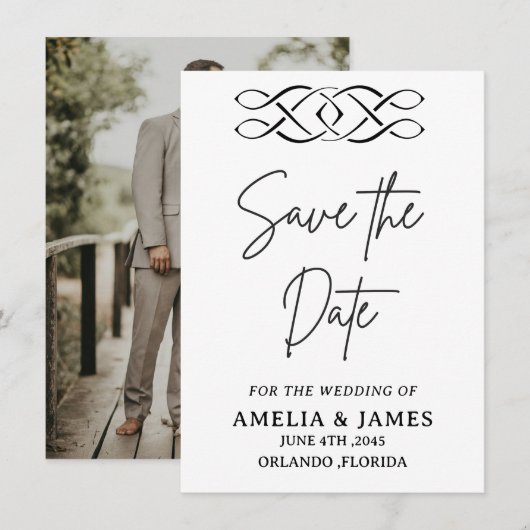 Celtic Knot Wedding Save the Date Card (正面/裏面)