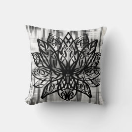 Celtic Lotus Mandala – Minimalist Black and White  クッション