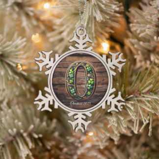 Celtic monogram letter ornament スノーフレークピューターオーナメント