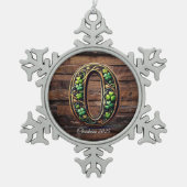 Celtic monogram letter ornament スノーフレークピューターオーナメント (正面)