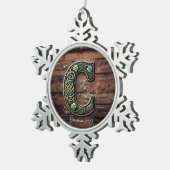 Celtic monogram letter ornament スノーフレークピューターオーナメント (右)