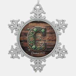Celtic monogram letter ornament スノーフレークピューターオーナメント