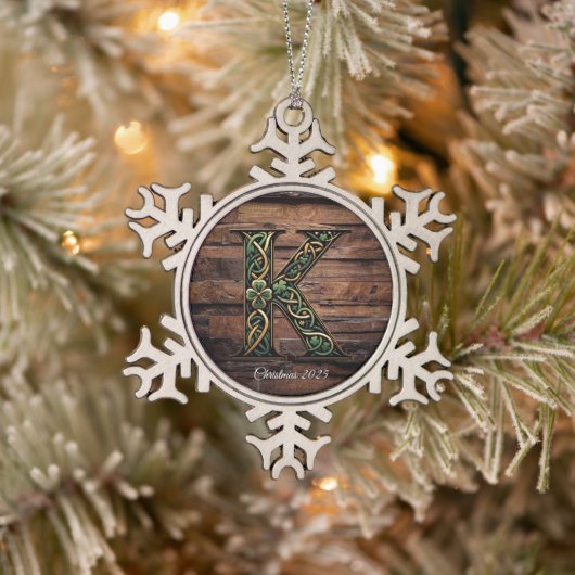 Celtic monogram letter ornament スノーフレークピューターオーナメント (ツリー)