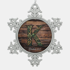 Celtic monogram letter ornament スノーフレークピューターオーナメント