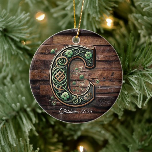 Celtic monogram letter ornament セラミックオーナメント (ツリー)