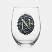 Celtic Monogram Wine Glass Set ステムなしワイングラス (正面)