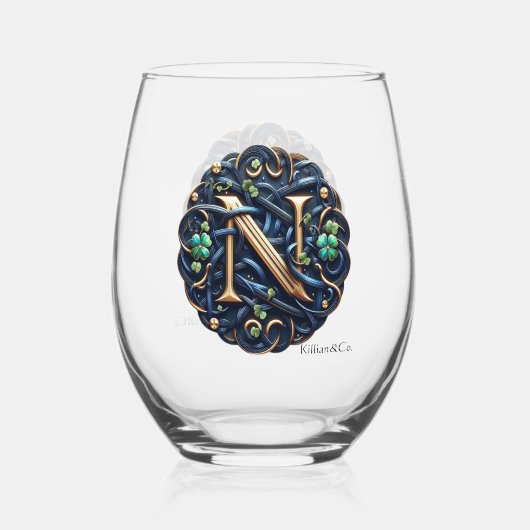 Celtic Monogram Wine Glass Set ステムなしワイングラス (裏面)