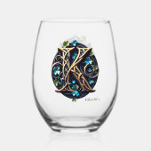 Celtic Monogram Wine Glass Set ステムなしワイングラス (正面)