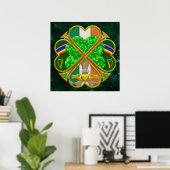 Celtic Shamrock Heritage Symbol Irish Inspired ポスター (ホームオフィス)