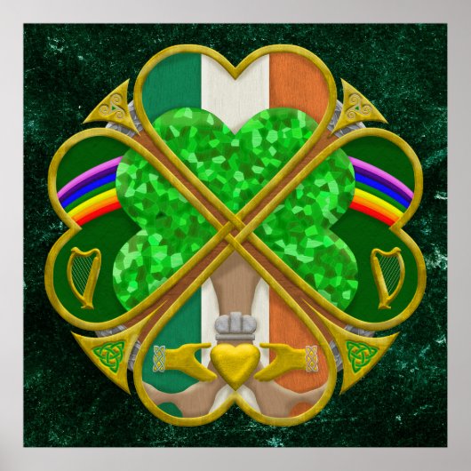 Celtic Shamrock Heritage Symbol Irish Inspired ポスター (正面)