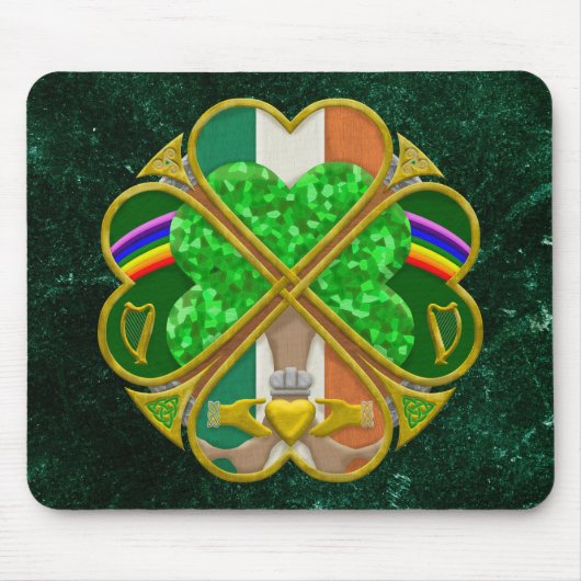 Celtic Shamrock Heritage Symbol Irish Inspired マウスパッド (正面)