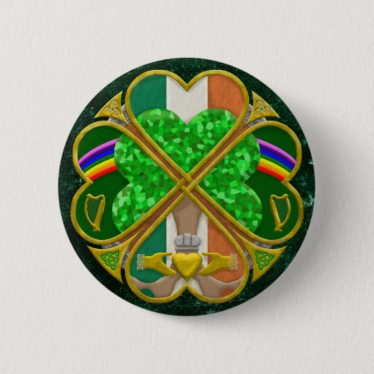 Celtic Shamrock Heritage Symbol Irish Inspired 缶バッジ (正面)