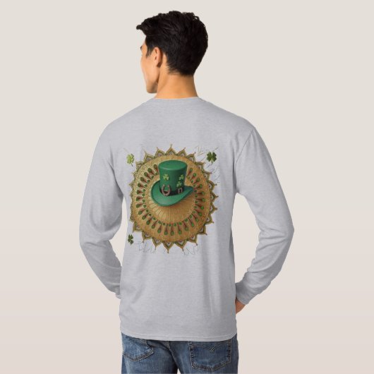 Celtic Shamrock & Horseshoe - Lucky St. Patrick's Tシャツ (裏面フル)