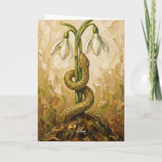 Celtic Snake Snowdrops Imbolc Rebirth Fantasy Art カード (裏面)