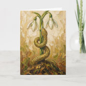 Celtic Snake Snowdrops Imbolc Rebirth Fantasy Art カード (正面)