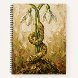 Celtic Snake Snowdrops Imbolc Rebirth Fantasy Art ノートブック