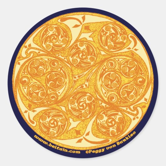Celtic Spiral Art Stickers, Mandalaデザイン#2 ラウンドシール (正面)