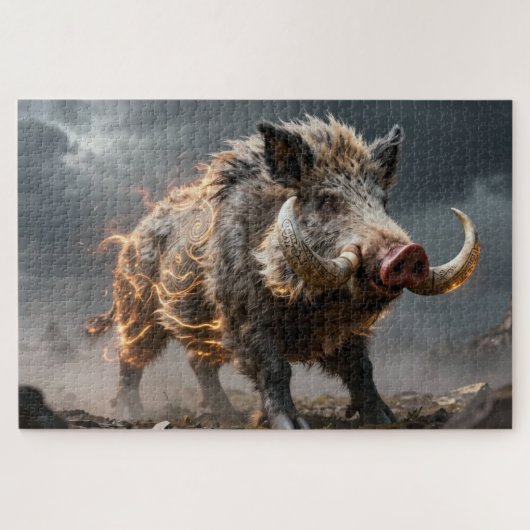 Celtic Spirit Animal Boar Jigsaw Puzzle ジグソーパズル (横)
