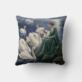 Celtic Swans Moonlit Lake Night Fantasy Art クッション (裏面)