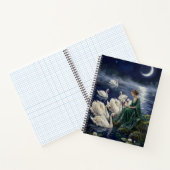 Celtic Swans Moonlit Lake Night Fantasy Art ノートブック (内部)