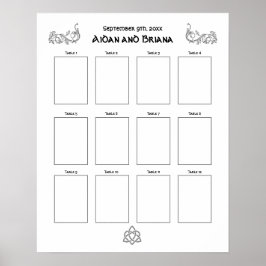 Celtic symbols and foliage for 12 tables blank ポスター