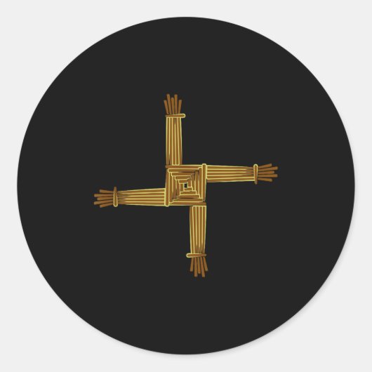 Celtic Symbols Brigid's Cross Celtic Knot Irish Sy ラウンドシール (正面)