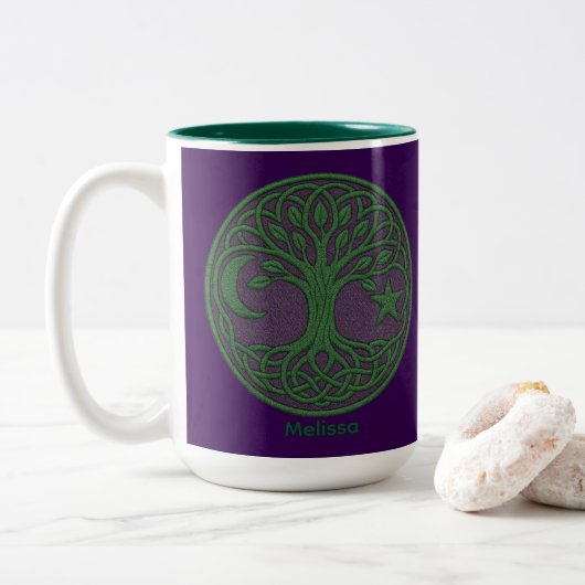Celtic Tree of Life Custom Name ツートーンマグカップ (ドーナツ)