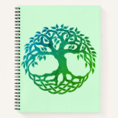 Celtic Tree of Life Spiral Notebook （緑 – 青） ノートブック (正面)