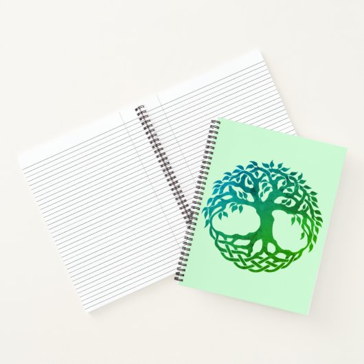 Celtic Tree of Life Spiral Notebook （緑 – 青） ノートブック (内部)
