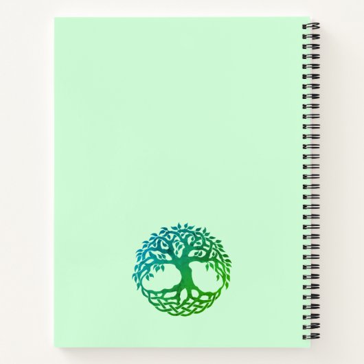 Celtic Tree of Life Spiral Notebook （緑 – 青） ノートブック (裏面)