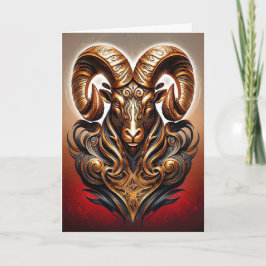 Celtic Tribal Aries Birthday Card カード