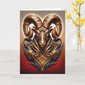 Celtic Tribal Aries Birthday Card カード (黄色い花)