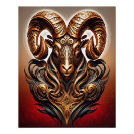 Celtic Tribal Aries Zodiac Art Poster ポスター