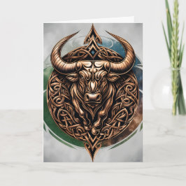 Celtic Tribal Taurus Birthday Card カード