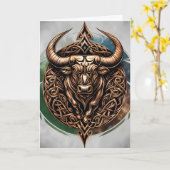 Celtic Tribal Taurus Birthday Card カード (黄色い花)