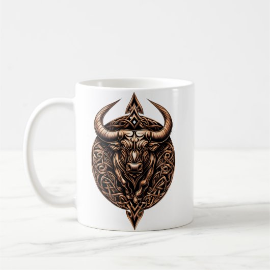 Celtic Tribal Taurus Zodiac Mug コーヒーマグカップ (左)