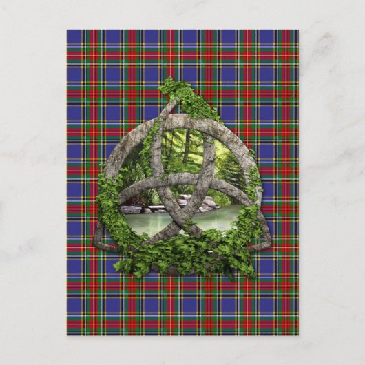 Celtic Trinity Knot And Clan MacBeth Tartan ポストカード (正面)