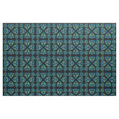 Celtic Triquetra Pattern BluesとGreen on Black ファブリック (ファットクウォーター)