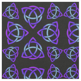 Celtic Triquetra Pattern BluesとPurple on Black ファブリック