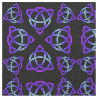 Celtic Triquetra Pattern BluesとPurple on Black ファブリック