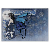 Celtic Winter Moon Fairy Blue Snowflakes Fantasy カッティングボード (正面)