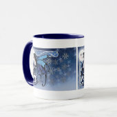 Celtic Winter Moon Fairy Blue Snowflakes Fantasy マグカップ (正面左)