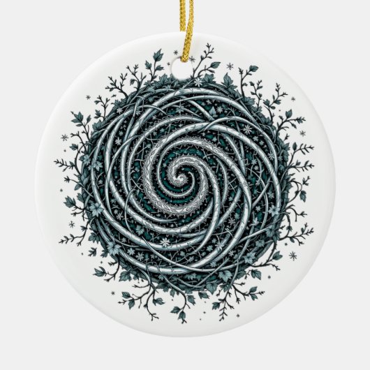 Celtic Winter Spiral Christmas Ornament セラミックオーナメント (正面)