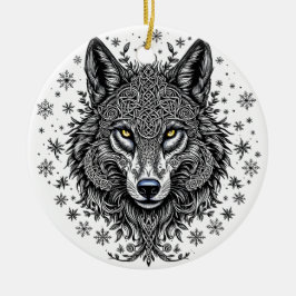 Celtic Winter Wolf Christmas Ornament セラミックオーナメント