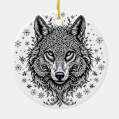Celtic Winter Wolf Christmas Ornament セラミックオーナメント (裏面)