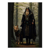 Celtic WizardとWolf Canvas Print ポスター (正面)