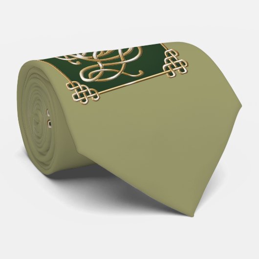 Celtic Wolf - Green Background ネクタイ (ロール)
